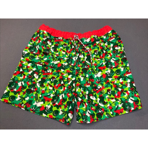 Magellan Outdoors Other - Magellan Outdoors Mens Swim Trunks Size M Green Red Holiday Fish Print